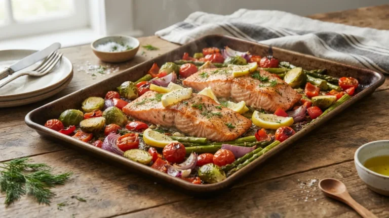 Sheet-pan salmon and vegetables — Sheet-Pan Salmon and Vegetables in 25 Minutes
